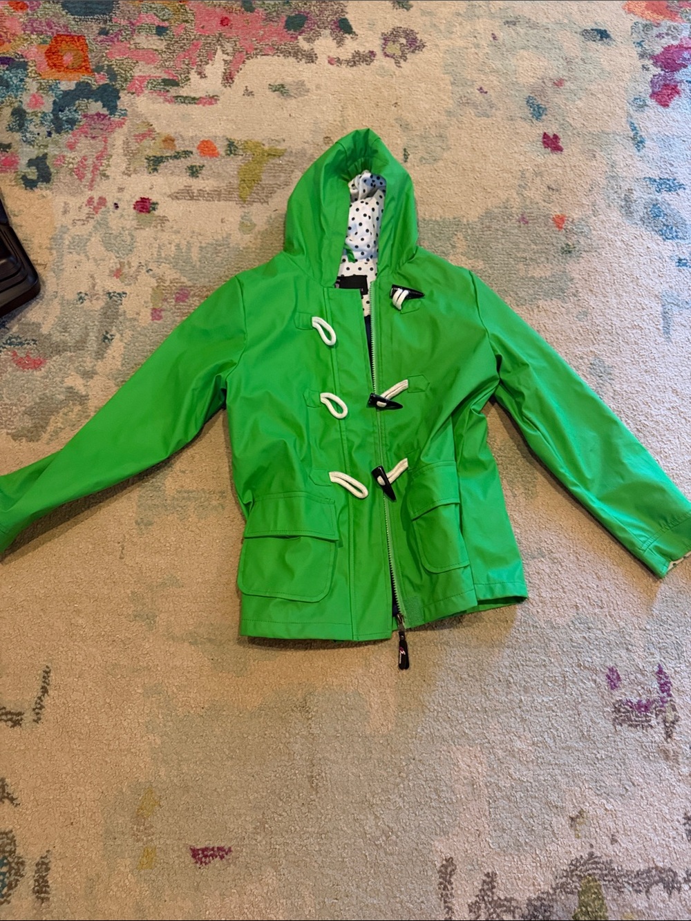 Girls green rain jacket